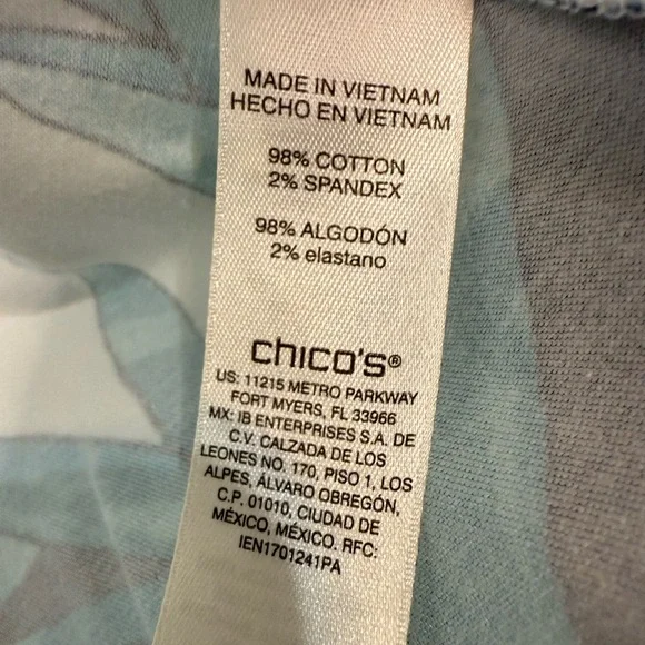 Chicos Floral Asian Watercolor Jacket Lightweight Open Tunic Cotton Travel NWT 1 - Picture 9 of 14